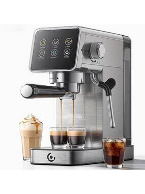 Self-Cleaning Espresso Machine, 20 Bar Coffee Maker, Platinum Finish, Coffee